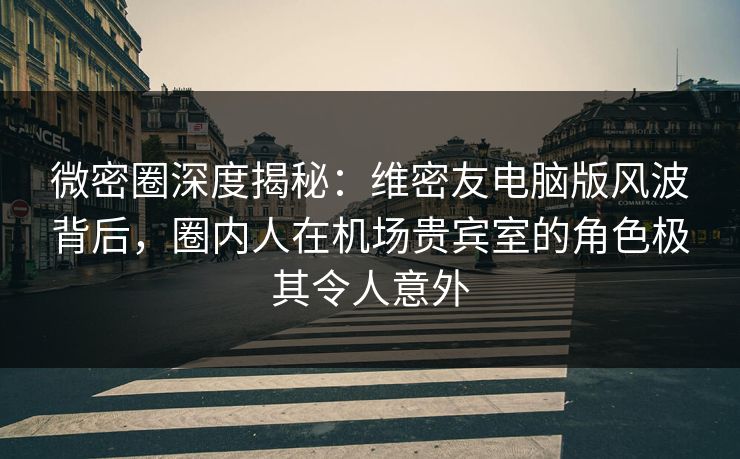 微密圈深度揭秘：维密友电脑版风波背后，圈内人在机场贵宾室的角色极其令人意外