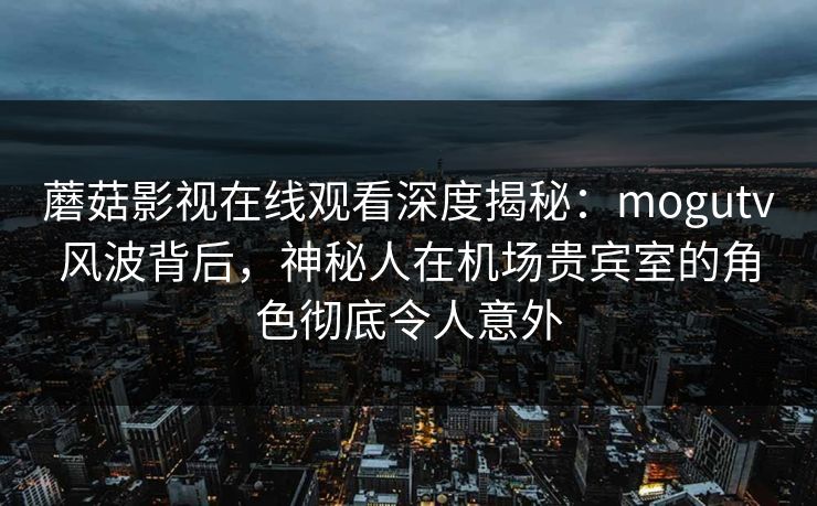 蘑菇影视在线观看深度揭秘：mogutv风波背后，神秘人在机场贵宾室的角色彻底令人意外