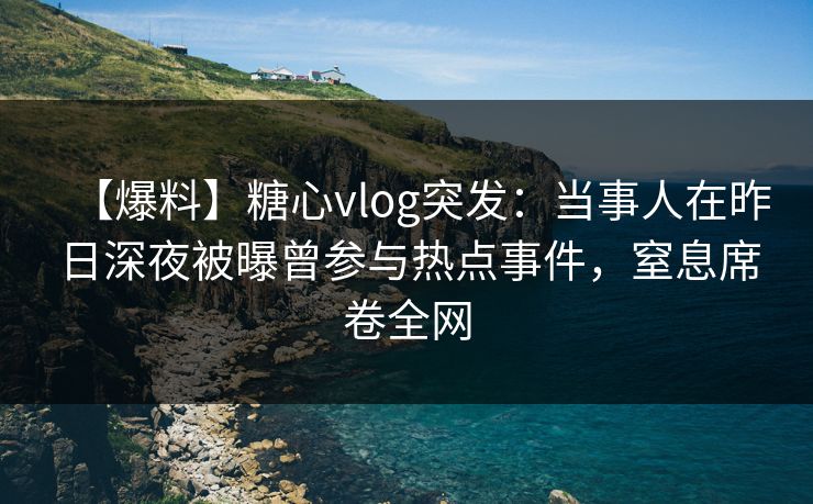 【爆料】糖心vlog突发：当事人在昨日深夜被曝曾参与热点事件，窒息席卷全网